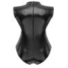 Agoky Womens Shiny Metallic Bodysuits Dance Leotard Mock Neck Wetlook Leather Hollow Out Catsuits Black Small view 4