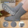 Artfasion No Slip Grippy Socks: Non Skid Grip Socks for Men Women Anti Slip Socks with Grippers for Seniors Hospital Yoga Grey 4 Pairs Size 7-10 view 2