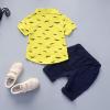 Baby Boy Casual Suit Short Sleeve Button Down Shirt Elastic Waistband Shorts Set Toddler Summer (Yellow, 3 Years) view 3
