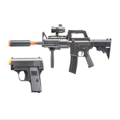 GoldenBall Lightweight ABS Tactical Airsoft M4 Gun Combo w/Potrable Airsoft Pistol(Flash Light, Laser, Grip, Sling Included)