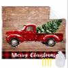Beach Blanket, Christmas Red Car Red Plaid Vintage Wood Plank Beach Mat 83"x79" Large Picnic Blanket,Sandproof Waterproof Outdoor Beach Blankets for Travel Camping Hiking Beach Vacation view 1