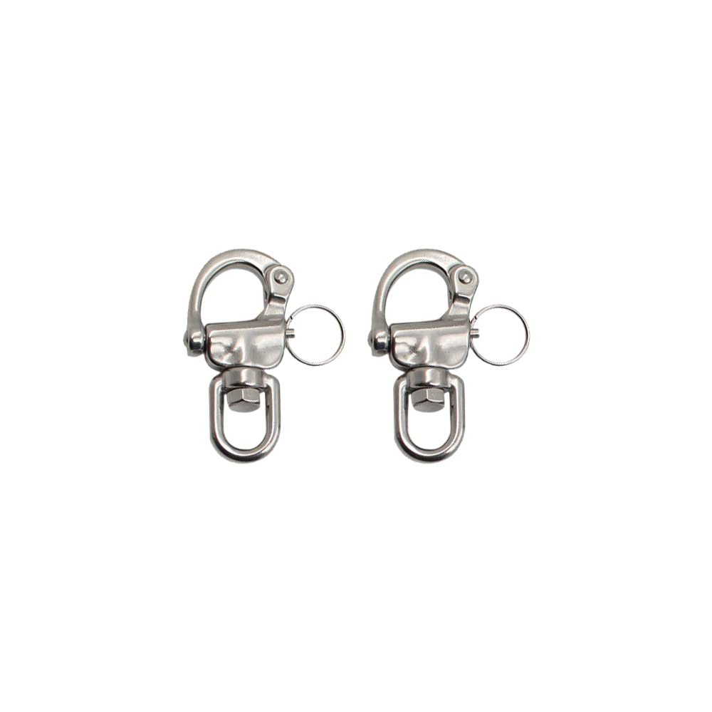 2pcs Snap Shackle Stainless Steel Swivel Shackle Sailing Halyard, Quick Release Snap Hook Boat Shackles Sailboat Hardware for Sailing Rigging Shackles