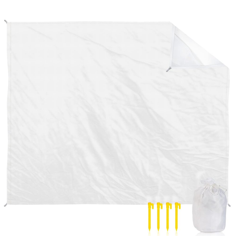 Smile Sunflower Beach Blanket, Solid White Beach Mat 95"x80" Large Picnic Blanket,Sandproof Waterproof Outdoor Beach Blankets for Travel Camping Hiking Beach Vacation