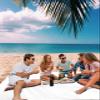 Smile Sunflower Beach Blanket, Solid White Beach Mat 95"x80" Large Picnic Blanket,Sandproof Waterproof Outdoor Beach Blankets for Travel Camping Hiking Beach Vacation view 3