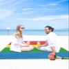 Beach Blanket, Wood Grain Rose Resd Orange Yellow Green Blue Beach Mat 118"x108" Large Picnic Blanket,Sandproof Waterproof Outdoor Beach Blankets for Travel Camping Hiking Beach Vacation view 4