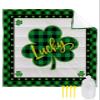 Beach Blanket, St.Patrick's Day Buffalo Plaid Lucky Shamrocks Beach Mat 108"x84" Large Picnic Blanket,Sandproof Waterproof Outdoor Beach Blankets for Travel Camping Hiking Beach Vacation view 1