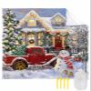 Beach Blanket, Merry Christmas Happy Snowman Red Truck Christmas Tree Beach Mat 95"x80" Large Picnic Blanket,Sandproof Waterproof Outdoor Beach Blankets for Travel Camping Hiking Beach Vacation view 1