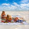 Beach Blanket, Merry Christmas Happy Snowman Red Truck Christmas Tree Beach Mat 95"x80" Large Picnic Blanket,Sandproof Waterproof Outdoor Beach Blankets for Travel Camping Hiking Beach Vacation view 2