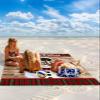Beach Blanket, Christmas Snowman Snowflake Red Plaid Wood Grain Beach Mat 83"x79" Large Picnic Blanket,Sandproof Waterproof Outdoor Beach Blankets for Travel Camping Hiking Beach Vacation view 2