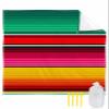 Smile Sunflower Beach Blanket, Colorful Mexican Stripes Green Red Yellow Beach Mat 83"x79" Large Picnic Blanket,Sandproof Waterproof Outdoor Beach Blankets for Travel Camping Hiking Beach Vacation view 1
