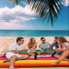 Smile Sunflower Beach Blanket, Colorful Mexican Stripes Green Red Yellow Beach Mat 83"x79" Large Picnic Blanket,Sandproof Waterproof Outdoor Beach Blankets for Travel Camping Hiking Beach Vacation view 3