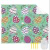 Beach Blanket, Easter Spring Colorful Eggs Floral Green Background Beach Mat 108"x84" Large Picnic Blanket,Sandproof Waterproof Outdoor Beach Blankets for Travel Camping Hiking Beach Vacation view 1