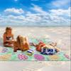 Beach Blanket, Easter Spring Colorful Eggs Floral Green Background Beach Mat 108"x84" Large Picnic Blanket,Sandproof Waterproof Outdoor Beach Blankets for Travel Camping Hiking Beach Vacation view 2