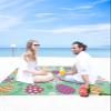 Beach Blanket, Easter Spring Colorful Eggs Floral Green Background Beach Mat 108"x84" Large Picnic Blanket,Sandproof Waterproof Outdoor Beach Blankets for Travel Camping Hiking Beach Vacation view 4