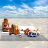 Beach Blanket, Modern Art Grey White Simple Striped Farmhouse Beach Mat 83"x79" Large Picnic Blanket,Sandproof Waterproof Outdoor Beach Blankets for Travel Camping Hiking Beach Vacation view 2