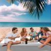 Beach Blanket, Modern Art Grey White Simple Striped Farmhouse Beach Mat 83"x79" Large Picnic Blanket,Sandproof Waterproof Outdoor Beach Blankets for Travel Camping Hiking Beach Vacation view 3