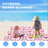 Smile Sunflower Beach Blanket, Valentine's Day Pink Love Pink White Plaid Beach Mat 118"x108" Large Picnic Blanket,Sandproof Waterproof Outdoor Beach Blankets for Travel Camping Hiking Beach Vacation view 3