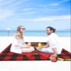 Beach Blanket, JOY Christmas Wreath Red Black BUffalo Check Plaid Beach Mat 118"x108" Large Picnic Blanket,Sandproof Waterproof Outdoor Beach Blankets for Travel Camping Hiking Beach Vacation view 4