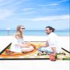 Smile Sunflower Beach Blanket, Delicious Pizza Retro Yellow and White Plaid Beach Mat 83"x79" Large Picnic Blanket,Sandproof Waterproof Outdoor Beach Blankets for Travel Camping Hiking Beach Vacation view 4