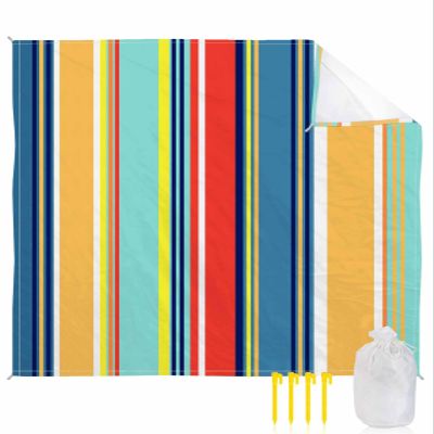 Beach Blanket, Colorful Stripes Yellow Teal Red Blue Wood Texture Beach Mat 83"x79" Large Picnic Blanket,Sandproof Waterproof Outdoor Beach Blankets for Travel Camping Hiking Beach Vacation