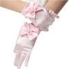 LeJulyeekay Flower Girl Gloves Lace Bead Short White Princess Gloves for Wedding (Z-pink, 4-7 Years) view 1
