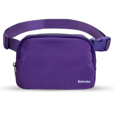 Bomvabe Purple Fanny Pack for Women Girls, 1L Small Waist Bag with Adjustable Belt 32" to 51", Crossbody Bag Lightweight for Travel Sport Running Cycling Hiking, Mothers Day Gifts