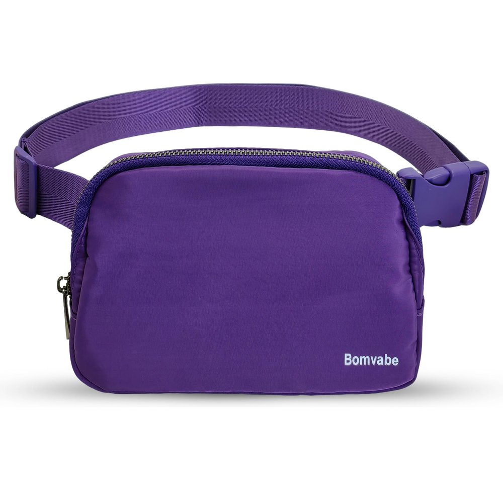 Bomvabe Purple Fanny Pack for Women Girls, 1L Small Waist Bag with Adjustable Belt 32" to 51", Crossbody Bag Lightweight for Travel Sport Running Cycling Hiking, Mothers Day Gifts