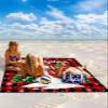 Beach Blanket, Christmas Cute Snowman with Xmas Tree Red and Black Buffalo Plaid Beach Mat 83"x79" Large Picnic Blanket,Sandproof Waterproof Outdoor Beach Blankets for Travel Camping Hiking Beach view 2