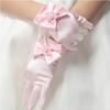 LeJulyeekay Flower Girl Gloves Lace Bead Short White Princess Gloves for Wedding (Z-ivory, 8-14 Years) view 3