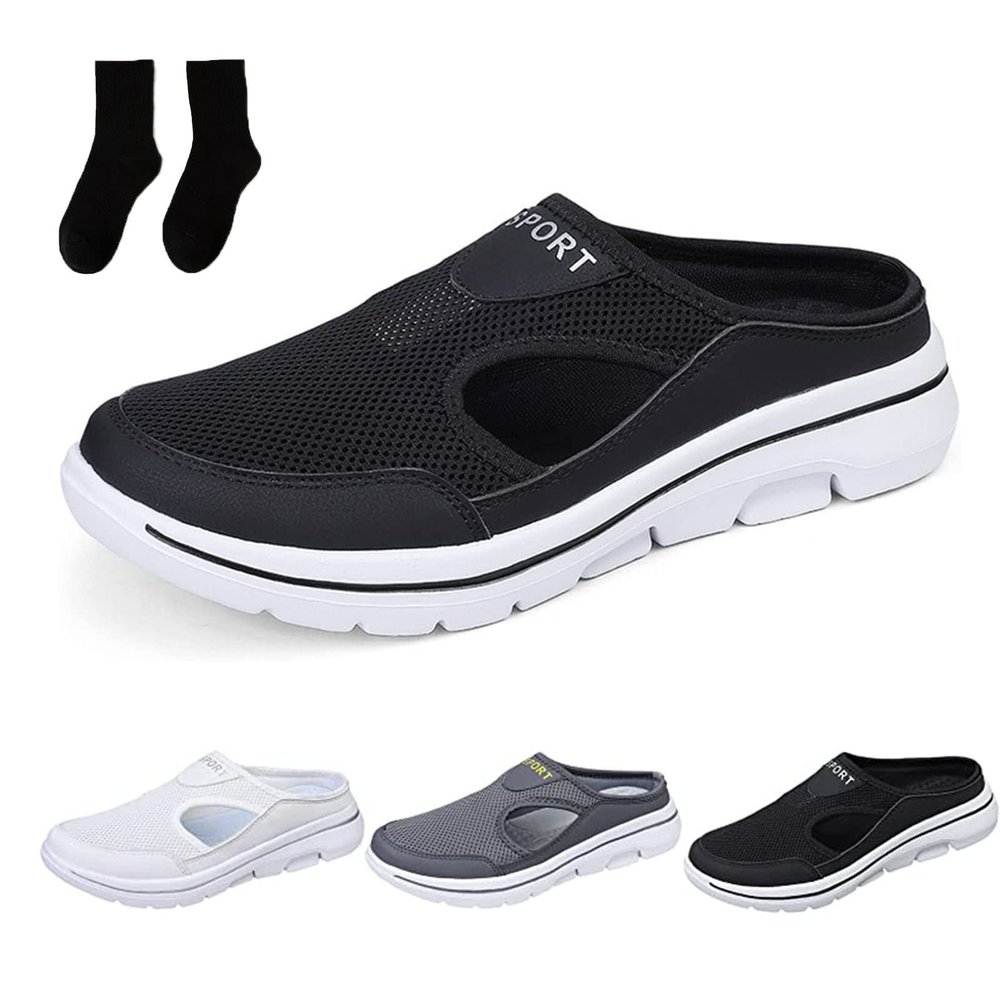 FUSSWIND Meaboots Sandals - Meaboots Men's Comfort Breathable Support Sports Sandals, Meaboots Orthopedic Sandals for Men (Black, 11)