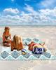 Beach Blanket, Luxury Boho Aqua Flowers Gradient Pattern Beach Mat 108"x84" Large Picnic Blanket,Sandproof Waterproof Outdoor Beach Blankets for Travel Camping Hiking Beach Vacation view 2