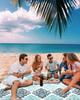 Beach Blanket, Luxury Boho Aqua Flowers Gradient Pattern Beach Mat 108"x84" Large Picnic Blanket,Sandproof Waterproof Outdoor Beach Blankets for Travel Camping Hiking Beach Vacation view 3