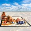 Smile Sunflower Beach Blanket, Delicious Pizza Retro Yellow and White Plaid Beach Mat 95"x80" Large Picnic Blanket,Sandproof Waterproof Outdoor Beach Blankets for Travel Camping Hiking Beach Vacation view 2