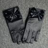LeJulyeekay Flower Girl Gloves Lace Bead Short White Princess Gloves for Wedding (Z1-black, 8-14 Years) view 2