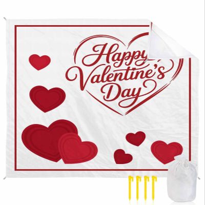 Beach Blanket, Happy Valentine's Day Love Red Heart Pattern Beach Mat 118"x108" Large Picnic Blanket,Sandproof Waterproof Outdoor Beach Blankets for Travel Camping Hiking Beach Vacation