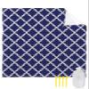 Smile Sunflower Beach Blanket, Navy Blue Moroccan Pattern Geometric Beach Mat 108"x84" Large Picnic Blanket,Sandproof Waterproof Outdoor Beach Blankets for Travel Camping Hiking Beach Vacation view 1