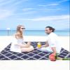 Smile Sunflower Beach Blanket, Navy Blue Moroccan Pattern Geometric Beach Mat 108"x84" Large Picnic Blanket,Sandproof Waterproof Outdoor Beach Blankets for Travel Camping Hiking Beach Vacation view 4