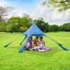 HAPPYGRILL Beach Canopy Sun Shelter with Aluminum Pole, 20 FT x 20 FT, UPF 50+ Pop Up Tent with Sandbags, Tent Pegs, Sand Shovel, Carry Bag, Portable Outdoor Sunshade for Camping Sport Events Picnic view 2