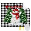 Beach Blanket, Christmas Snowman Xmas Tree Black Buffalo Plaid Beach Mat 83"x79" Large Picnic Blanket,Sandproof Waterproof Outdoor Beach Blankets for Travel Camping Hiking Beach Vacation view 1