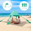 HAPPYGRILL Beach Canopy Sun Shelter with Aluminum Pole, 20 FT x 20 FT, UPF 50+ Pop Up Tent with Sandbag, Tent Pegs, Sand Shovel, Carry Bag, Portable Outdoor Sunshade for Camping Sport Events Picnic view 2