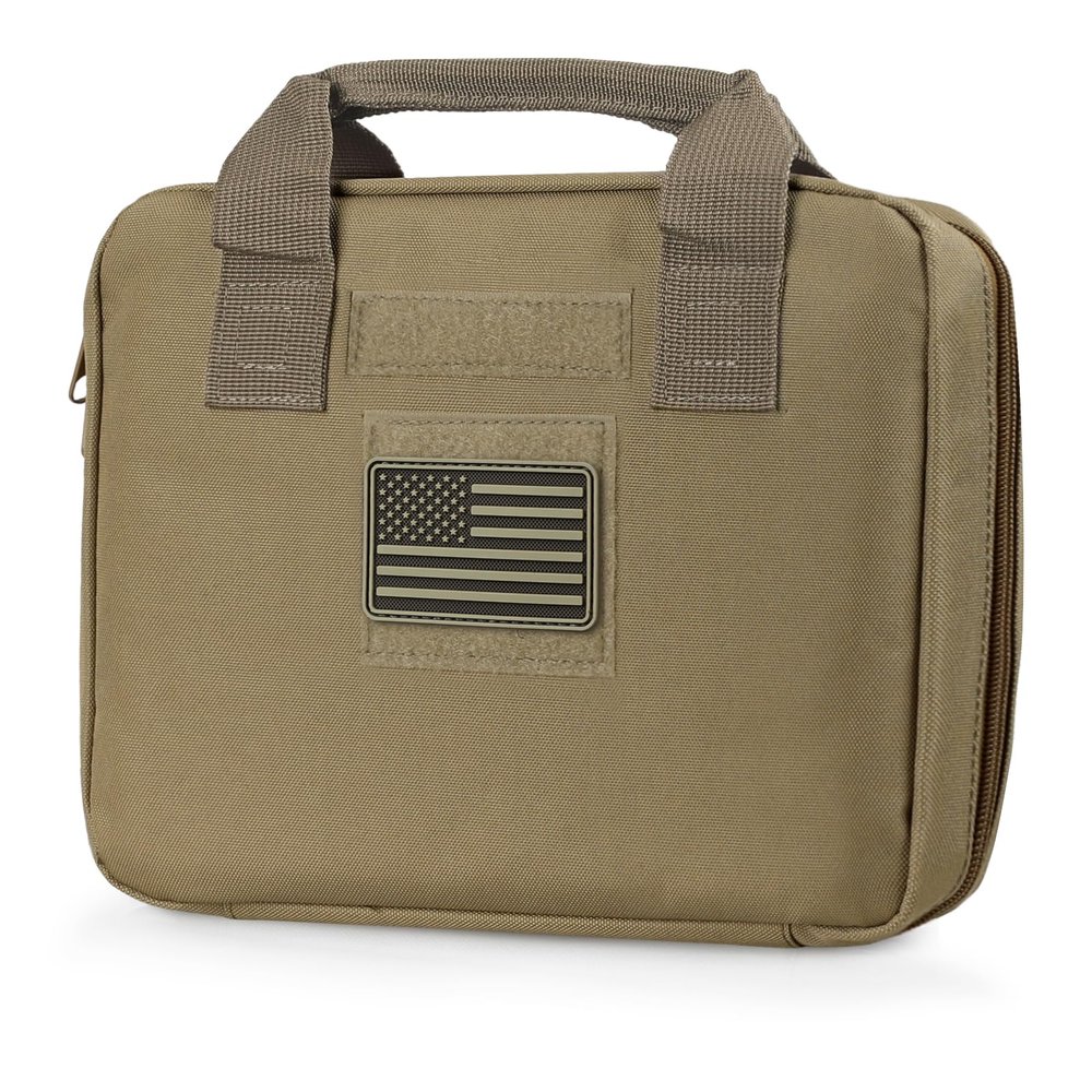 LIVANS Tactical Pistol Handgun Case Bag, Gun Case Soft Gun Carrying Storage Bag Square Pistol Shooting Range Bag Dual Padded Firearm Case Handgun Pouch