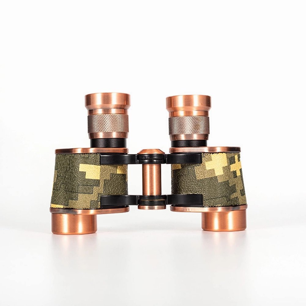 Retro 8x24 Binoculars, High Power Hd, Full Metal Body with Alligator Leather, Perfect for Hunting, Camping, Birding and Outdoor Activities (Copper Camouflage)