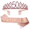2pcs 50 Crown Shoulder Straps Birthday Tiaras for Women Hair Hoop Birthday Party Crown Sash Hair Band Party Headdress Birthday Party Supplies Party Etiquette Belt view 1