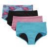 Hanes Girls' Big Comfort Underwear, Hipster Period Panties, Moderate Protection, Boyshort - Pink/Blue/Black - 4 Pack, 16 view 1