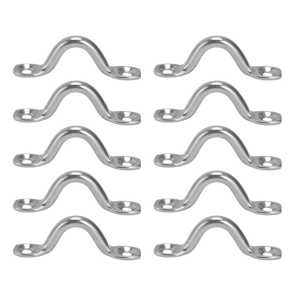Cyrank Marine Eye Straps, Stainless Steel Boat Top Pad Eye 10pcs Marine Eye Straps Stainless Steel Boat Top Pad Eyes Deck Loops for 1/163/8in Rope