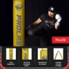PROLAST Heavy Punching Kicking Bag for Adults, Boxing, MMA, Martial Arts, Muay Thai, Strength Training Equipment, Filled, 6ft, 150 lbs, Vertical Logo, Yellow Gray view 3