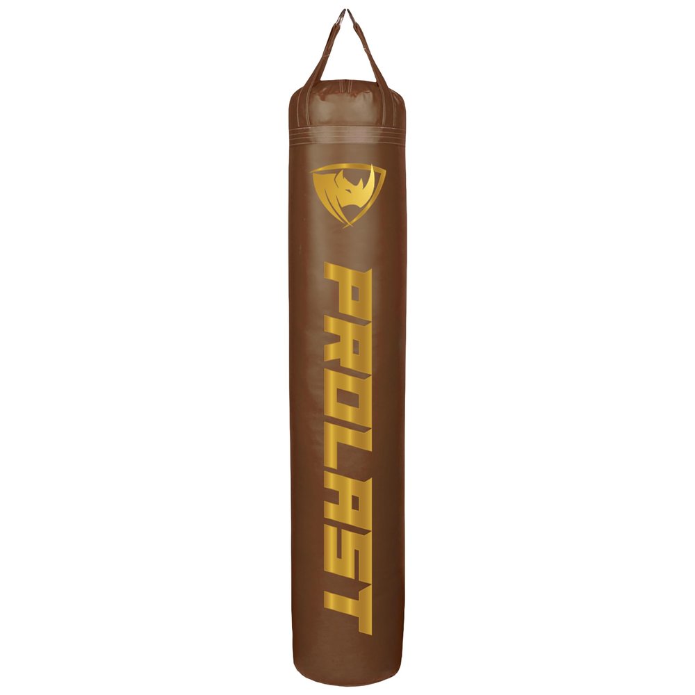 PROLAST Heavy Punching Kicking Bag for Adults, Boxing, MMA, Martial Arts, Muay Thai, Strength Training Equipment, Filled, 6ft, 150 lbs, Vertical Logo, Brown Gold