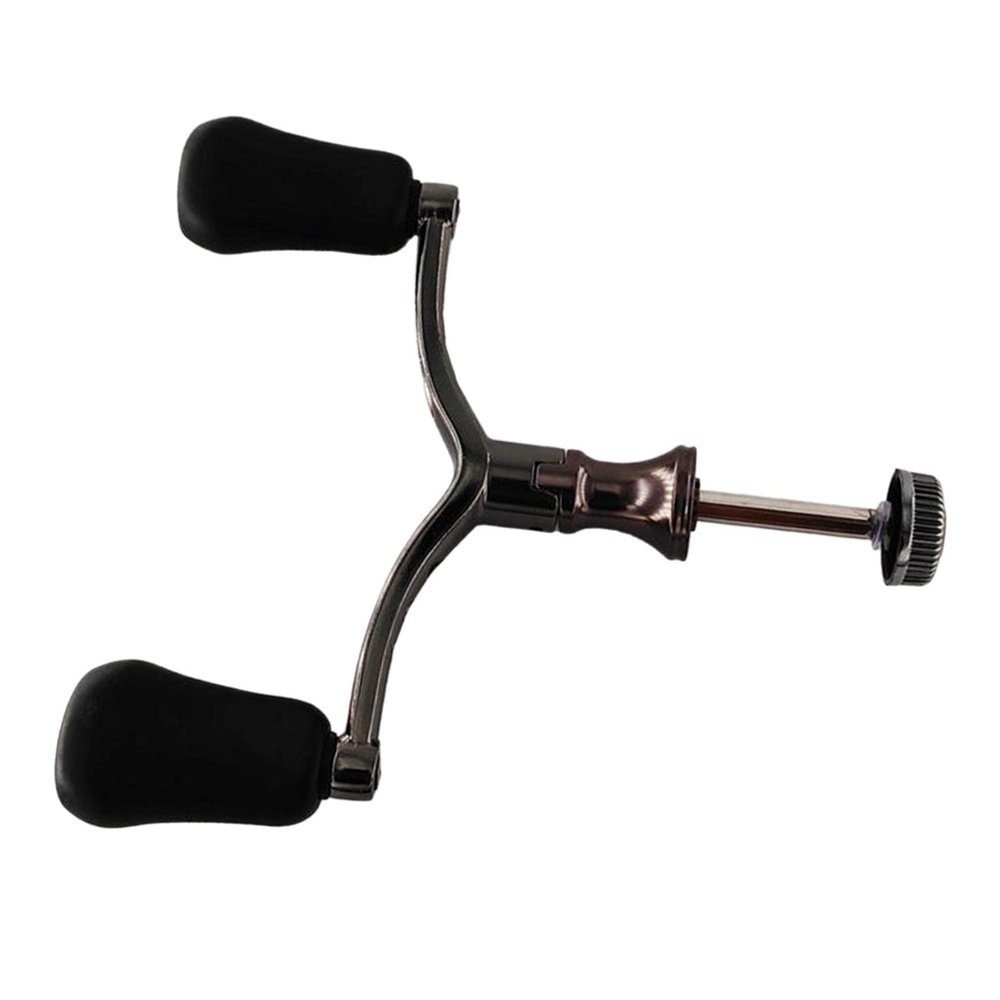 MERIGLARE Fishing Reel Handle Grip Handle Grip Ultralight DIY Dual Reel Handle 2 Arms Replacement Rocker Arm Grips Fishing Reel Crank Accessory, Black