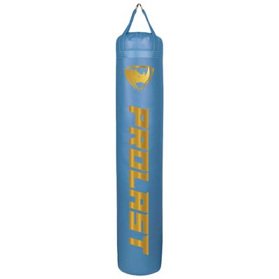 PROLAST Heavy Punching Kicking Bag for Adults, Boxing, MMA, Martial Arts, Muay Thai, Strength Training Equipment, Filled, 6ft, 150 lbs, Vertical Logo, Light Blue Gold
