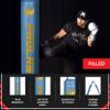PROLAST Heavy Punching Kicking Bag for Adults, Boxing, MMA, Martial Arts, Muay Thai, Strength Training Equipment, Filled, 6ft, 150 lbs, Vertical Logo, Light Blue Gold view 3